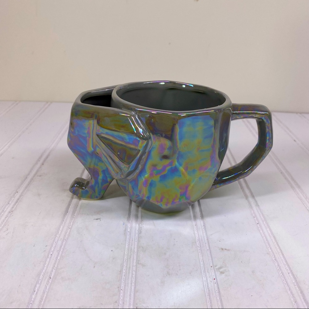 Hazel & co. Iridescent Gray  elephant coffee mug